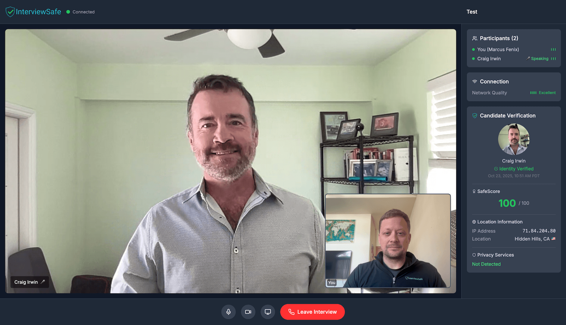 InterviewSafe feature showcase - Real-time monitoring and analytics